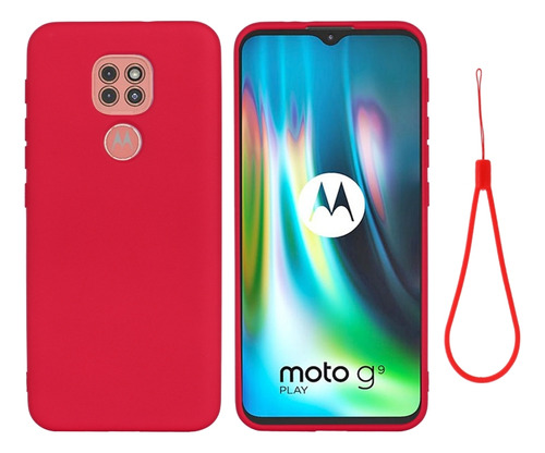 Funda De Silicona Líquida Roja Para Motorola Moto G9 Play