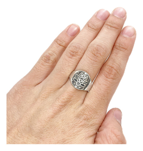 Anillo Flor De Loto Plata 925 Plata 925 C - Grande Plata 925