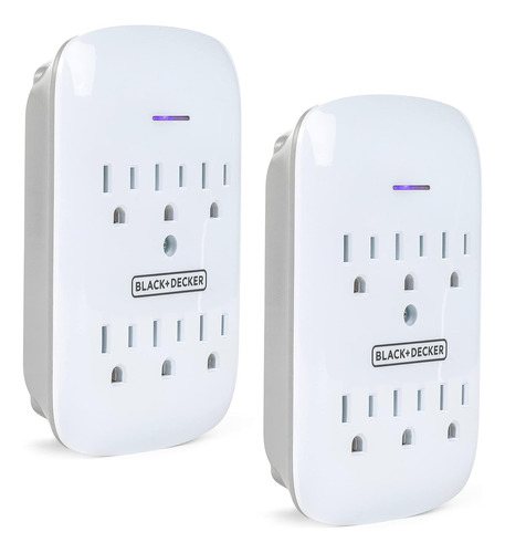 Surge Protector Wall Mount With 6 Grounded Outlets, 2 P...
