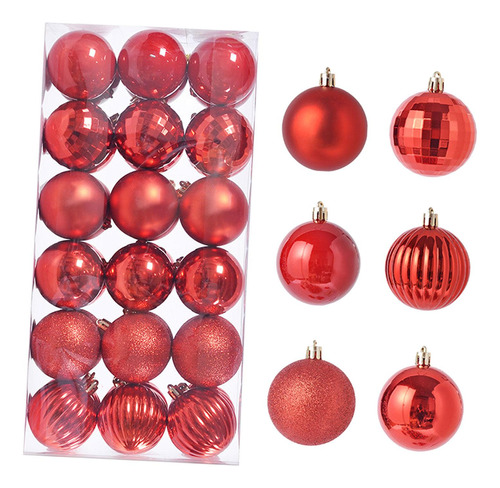 36 Bolas De Navidad, Adornos Para Árbol De 3cm Rojo