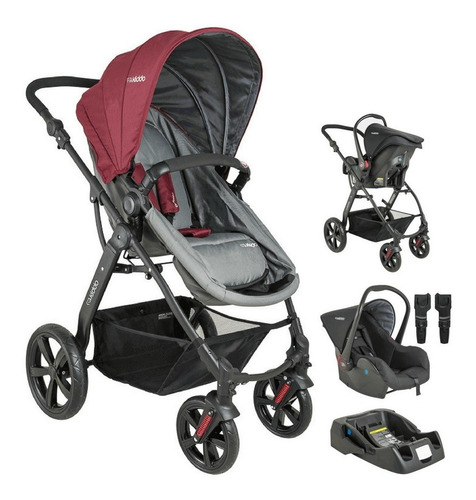 Kit Carrinho Bebê Galaxy Kiddo Vira Moisés + Casulo + Base