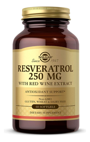 Solgar Resveratrol Con Extracto De Vino Tinto 250 Mg 60 Caps Sabor Sin Sabor