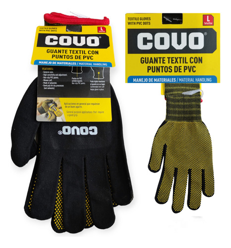 Guantes De Tela Con Puntos Pvc (x6pares) Talla L Covo