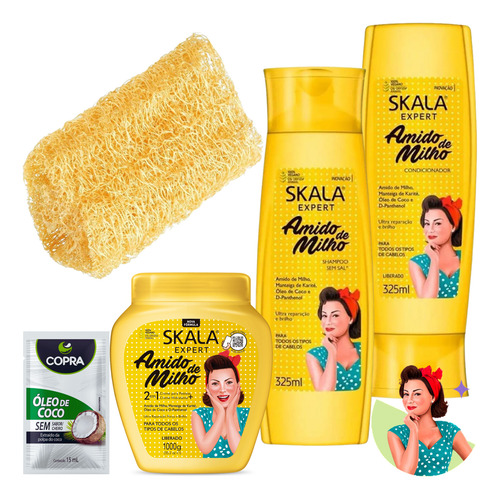 Kit Amido De Milho Hidratante Oleococo Capilar Bucha Vegetal