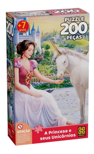 Grow Quebra-Cabeça Puzzle A Princesa E Seus Unicórnios Com 200 Peças 