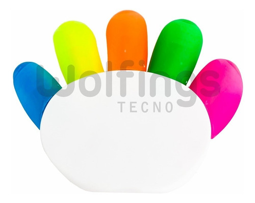 5 Resaltadores 5 Colores Forma De Mano Souvenir Niños Colegi