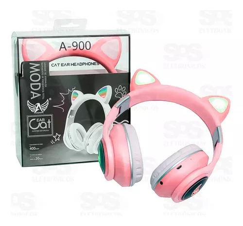 Headset Orelha De Gatinho Fone De Ouvido (Rosa)