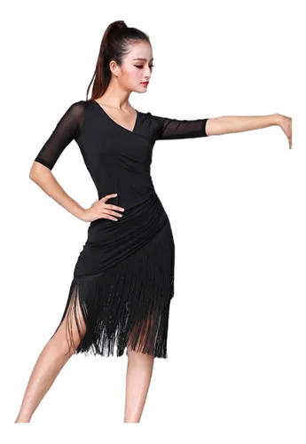 Vestido De Baile Latino Para Mujer, Disfraz De Salsa Con Bor