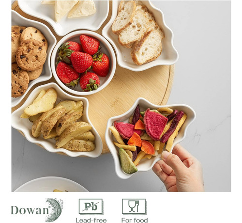 Bandeja Con Tazones Para Servir Aperitivos, Botanas, Salsas Bambú