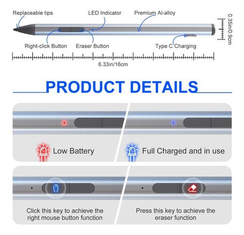 Lápiz Capacitivo Microsoft Surface Pen Surface Pro Para Surf