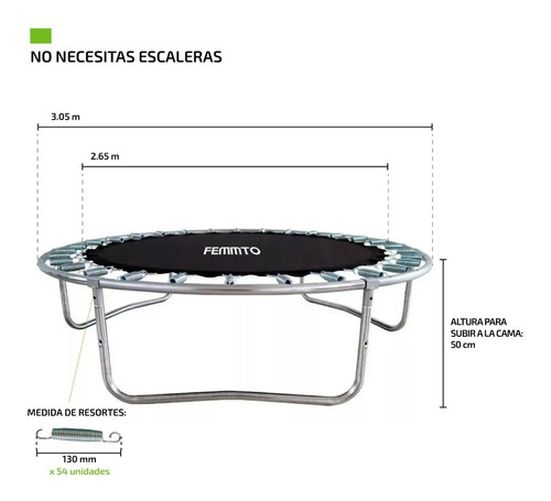 Imagen 3 de 10 de Cama Elastica 3 Metros Red Protectora Chicos Niño Adulto