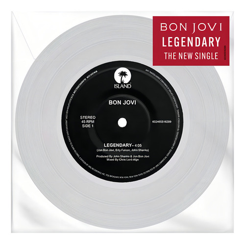 Vinil Bon Jovi - Legendary - Edição Limitada Clear Single 7 Versão Do Álbum Standard