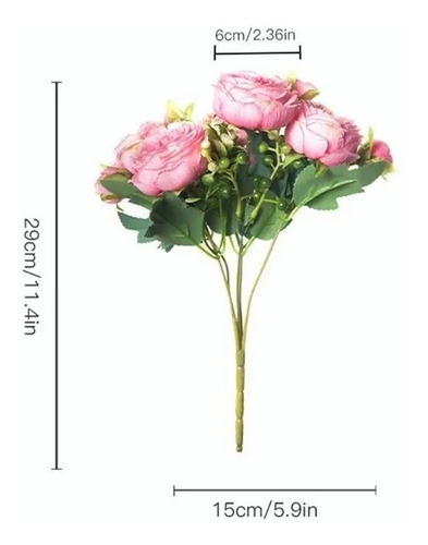 Imagen 3 de 7 de Ramo De Rosas Para Novia, Flores Artificiales De Peonía