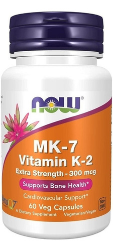 Vitamina K2 Mk7, 60caps 300mcg Extra Fuerza, Now