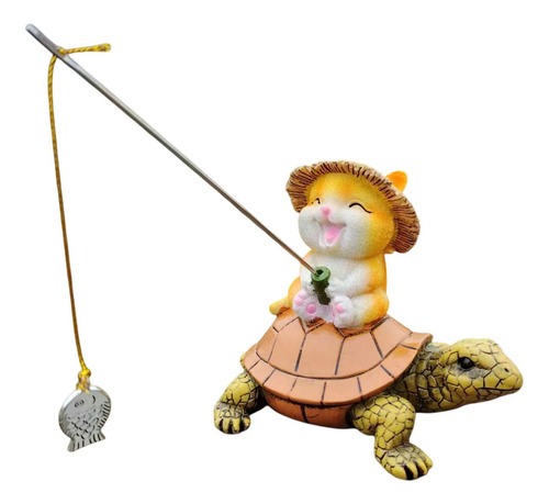 Estatua De Resina De Gato Tortuga Para Jardín, Decoración