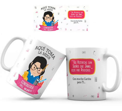 Mug Pocillo Profesión Contadora Regalo Aquí Toma Taza