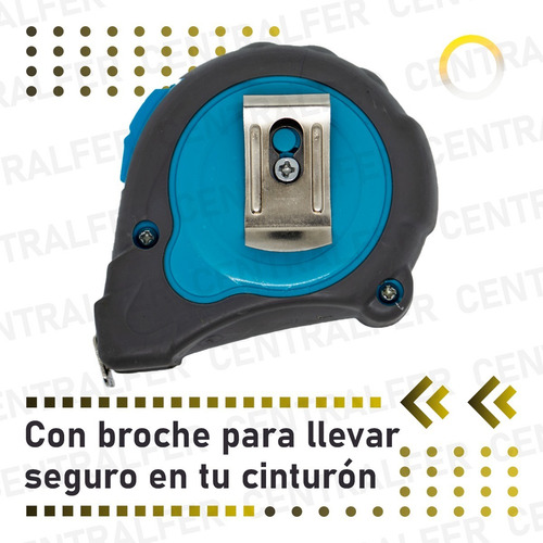 Cinta Métrica 5m Freno Seguridad Clip Metálico 19mm Fleje An