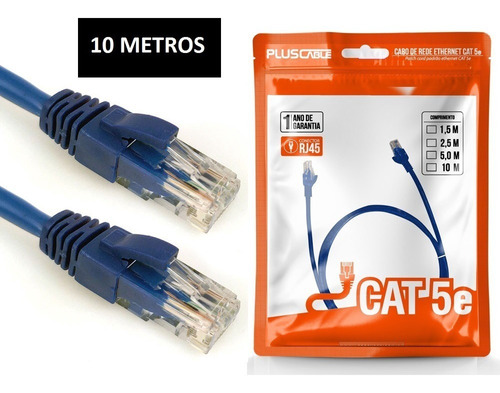 Cabo De Rede Rj45 10m Cat5e Internet Lan 10 Metros 