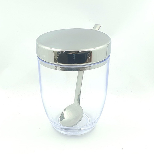 Pote Para Açúcar Farinheira Colher E Tampa 400 Ml Forma Inox