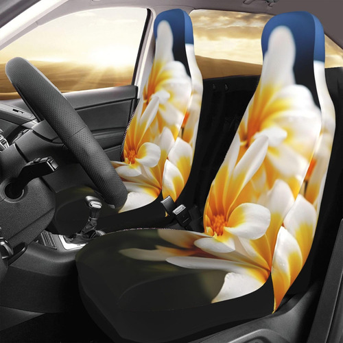 Funda Asiento Coche Estampado Flor Amarilla Naranja Blanca 2