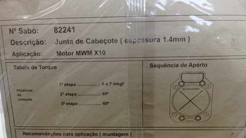 Jogo Junta Cabeçote Motor 1.4mm Mwm X10 4 6c Sabó