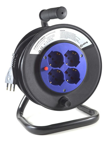 Alargador Carrete Industrial 4 Posiciones 16a Negro 40mt Negro