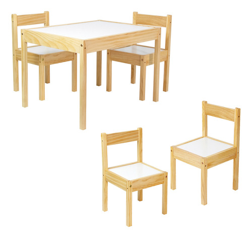 Mesa Montessori Y 4 Sillas Para Niños De Madera Abedul Y Mdf Color Beige