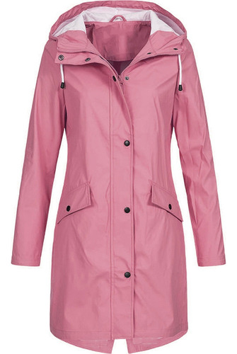 Chamarra Impermeable Sólida Para Mujer, Talla Grande, Color