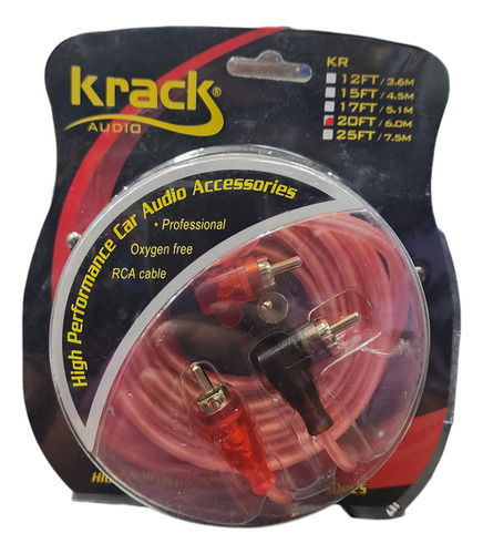 Cable Rca Marca Krack 6 Metros Macho A Macho 