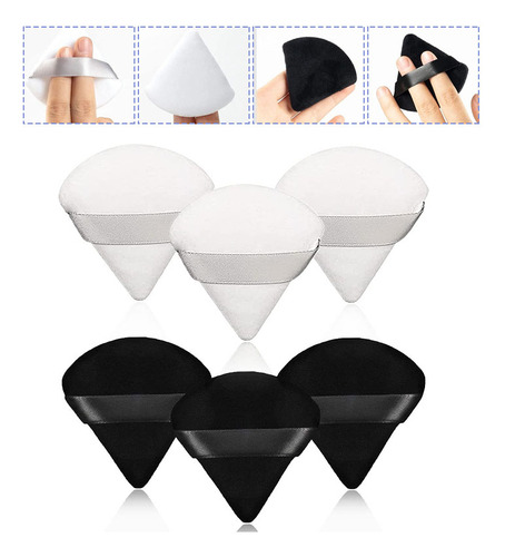 Esponja Maquillaje Polvo Triángulo Set X6 Blanco O Negro