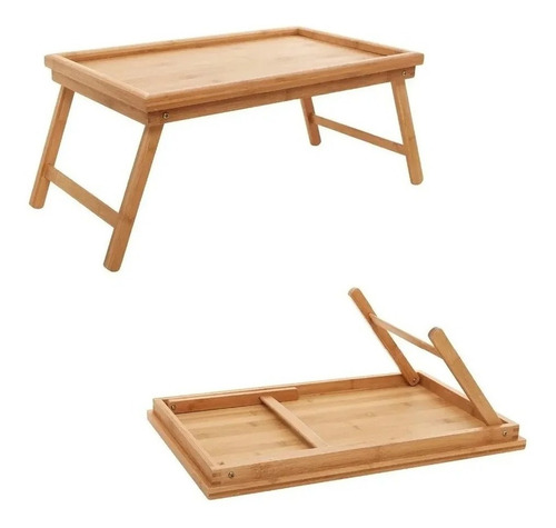 Imagen 3 de 8 de Mesa Bandeja De Cama Desayunador Madera Bambu Notebook
