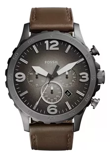 Fossil Jr1424 Original Manilla Cuero Cafe Cronografo Color del bisel Gris oscuro Color del fondo Gris oscuro