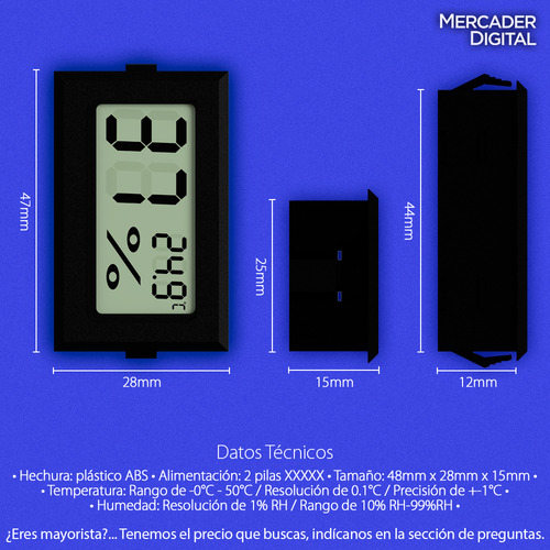 2 Pzs Termómetro Higrómetro Digital Medidor Sensor Humedad