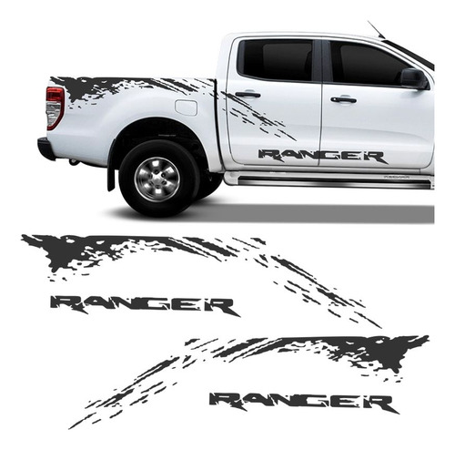 Kit Faixa Nova Ford Ranger 2013/2019 Adesivo Lateral Grafite