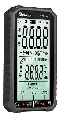 New Multímetro Portátil Tooltop Et8134 Con Pantalla Lcd De