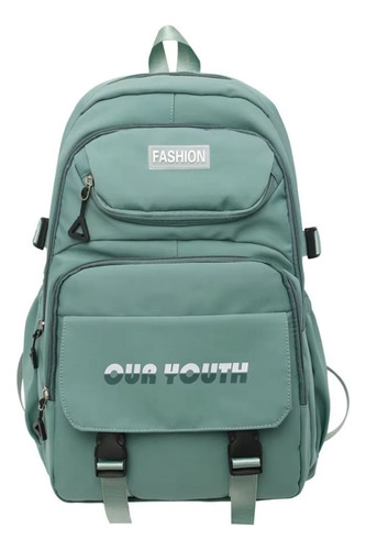 Mochila Versatil Linda Reforçada Espaçosa Grande Cor Verde Desenho Do Tecido Liso