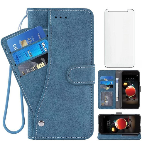 Funda Azul Tipo Billetera Para LG Aristo 2