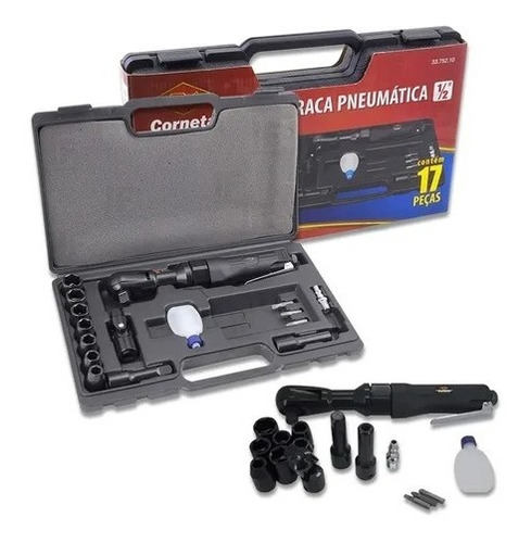 Kit Catraca Pneumática 1/2 Profissional - Corneta (17 Pçs)