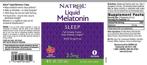 Imagen 4 de 5 de Natrol Melatonina Liquida 2.5 Mg Absorción Inmediata 237ml