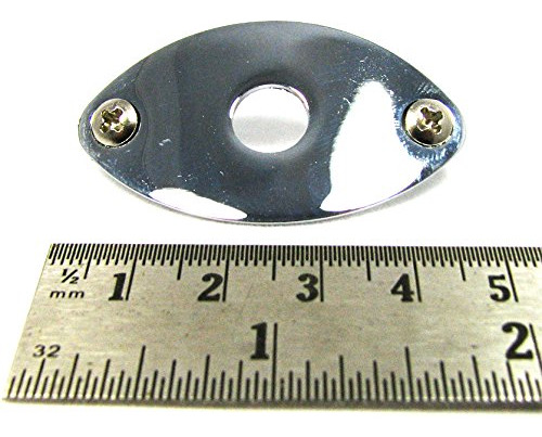 3-pack Cromado Ovoid Curved-profile Placa Jack Para Guitarra