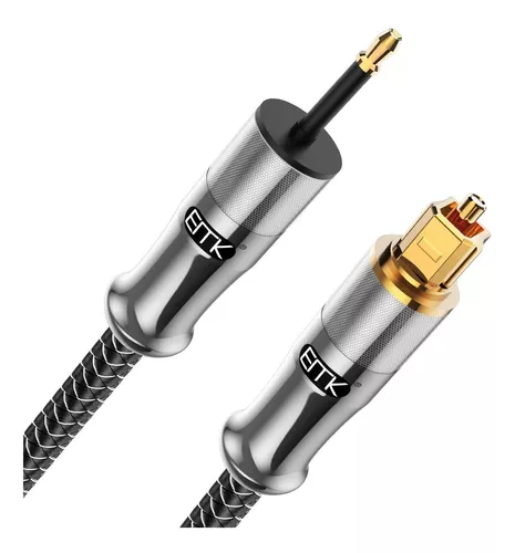 EMK Cable de audio óptico, cable óptico de audio digital trenzado de nailon  S/PDIF Toslink macho a macho, cable óptico de fibra óptica compatible con