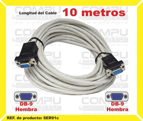 Cable Db9 Hembra- Hembra 9 Pin 10m Ref: Ser91c Computoys Sas
