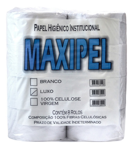 Papel Higiênico Rolão 300 Metros Branco Luxo 8 Rolos Maxpel