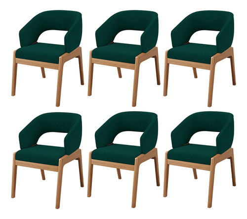 Kit 06 Cadeiras Jantar E Estar Estofada Lince Bouclê Verde