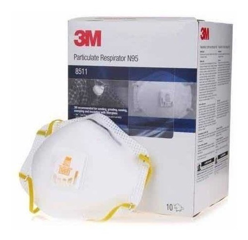 10pz 3m Respirador 8511 N95 Con Valvula Mascarilla Cubreboca Blanco