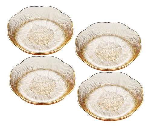 Plato De Fruta, Plato De Postre, Redondo, 4 Oro Transparente