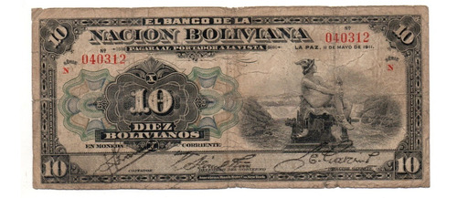 Bolivia Billete 10 Bolivianos Año 1911 P#107