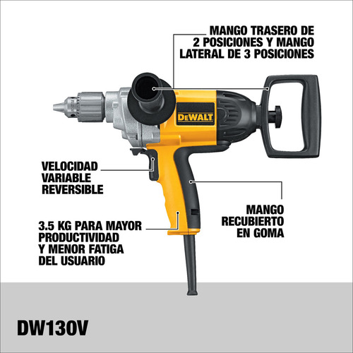 Imagen 3 de 11 de Taladro atornillador eléctrico de 16mm DeWalt DW130V 710W + accesorios 120V 50Hz/60Hz