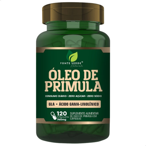 Óleo De Primula Premium 760mg 120 Cáps - Fonte Verde Sabor Sem Sabor