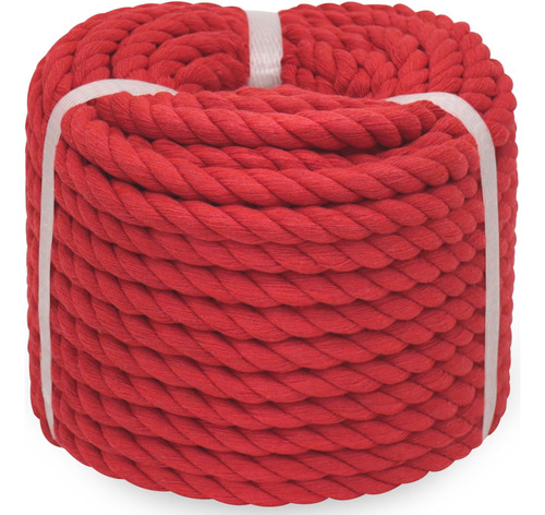 Cuerda De Algodón Roja De 3/8 Pulgadas, Cuerda Trenzada Para